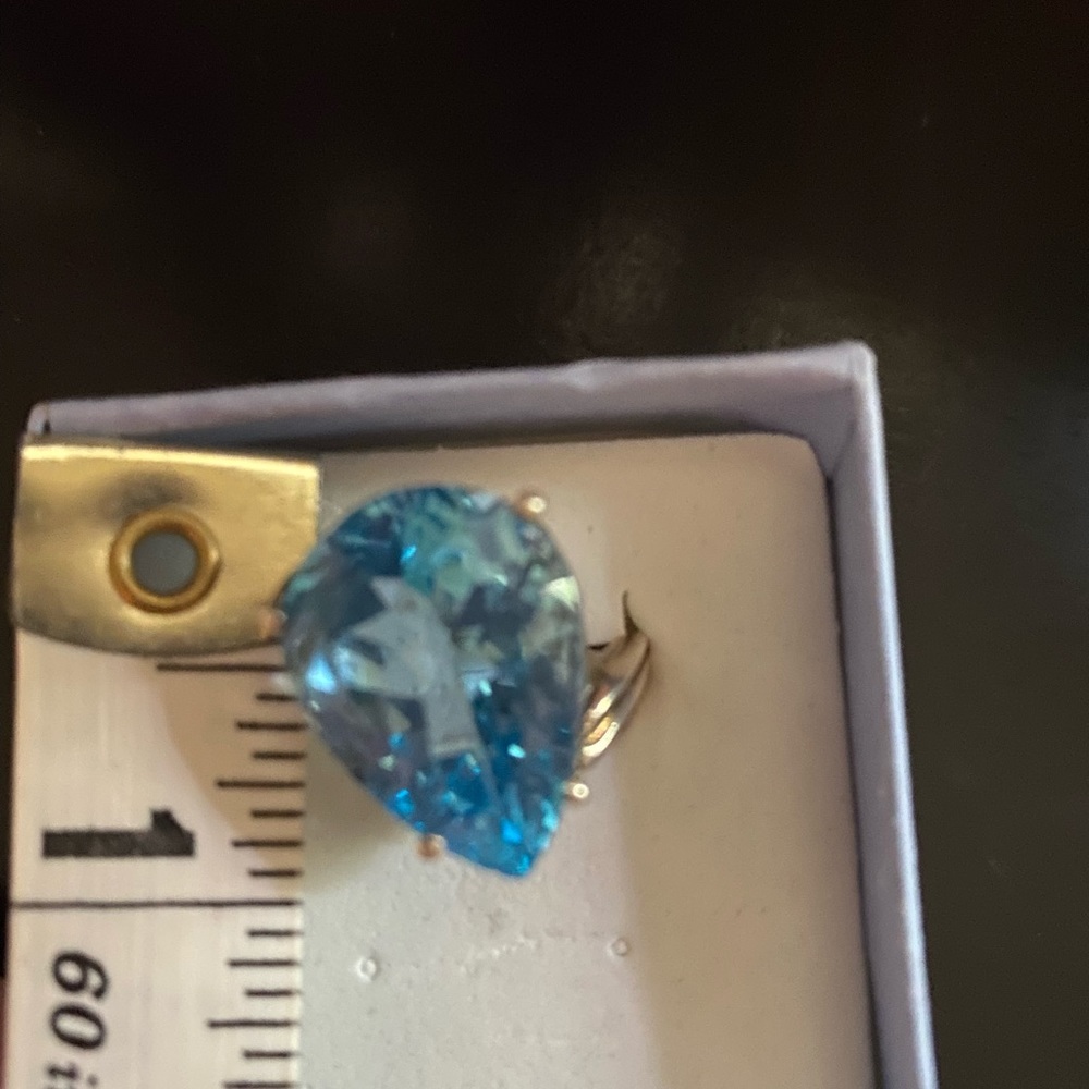 Blue Topaz Sterling Silver Ring Size 7